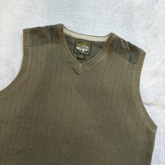 Eddie Bauer Sweater Vest Men's L Green Outdoor Sport Shop Pullover 100% Cotton - Picture 3 of 5